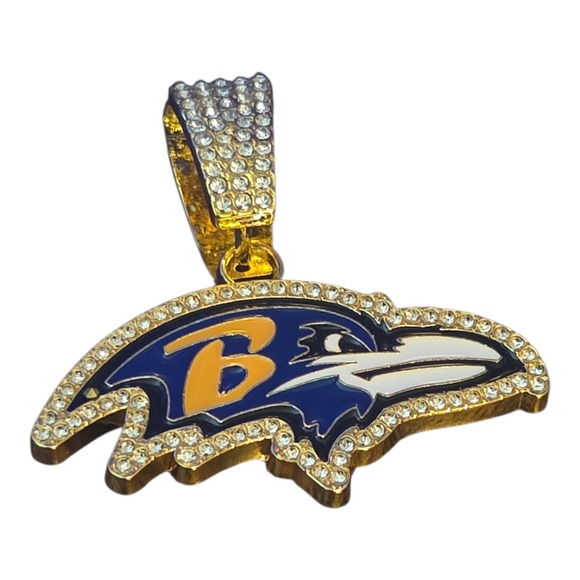 NFL Other - Baltimore Ravens NFL Logo Pendant Gold Tone Rhinestone Iced Out Fan Jewelry